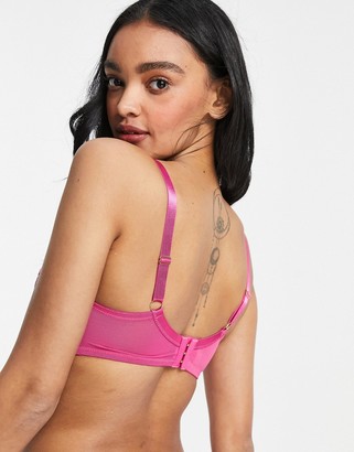 Wolfwhistle Wolf & Whistle Fuller Bust sheer spot mesh bra with strapping  detail in fuschia - ShopStyle