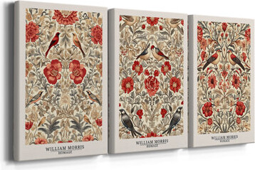 World Menagerie WM MORRIS Series LXII -Custom Wrapped Gallery Canvas - 3 Pieces