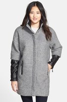Thumbnail for your product : Vince Camuto Bouclé & Faux Leather Coat (Online Only)