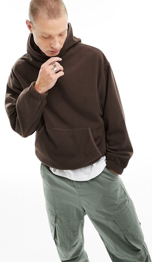 ASOS DESIGN oversized fleece hoodie in brown - ShopStyle