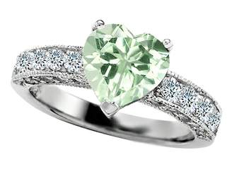 Stark Star K Genuine 8mm Heart-Shape Green Amethyst Engagement Ring Size 7