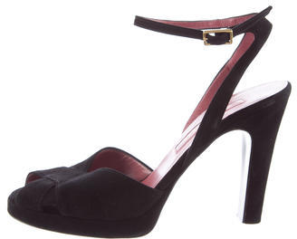 Sergio Rossi Suede Ankle Strap Sandals