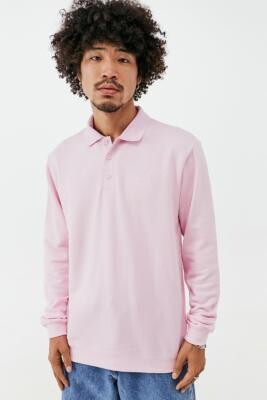 adidas Pink RYV Long Sleeve Polo Shirt - Pink M at Urban Outfitters -  ShopStyle