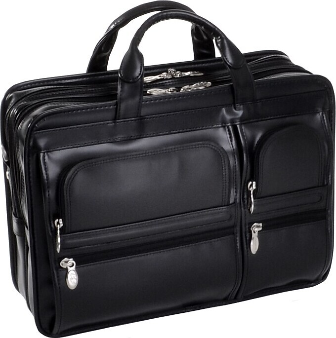 McKlein Leather Briefcase, Laptop Compatible, Black (88435)