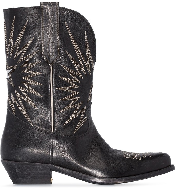 golden goose white cowboy boots