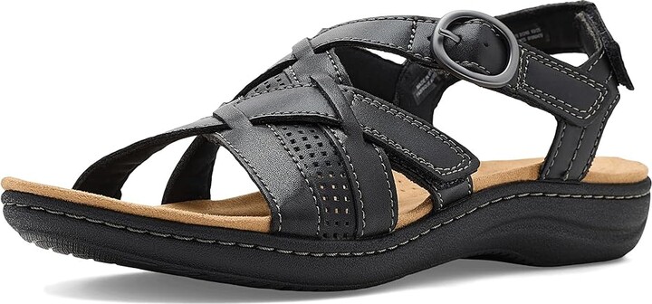 Clarks Laurieann Mae Women's Sandals Black Leather : 10 D - Wide