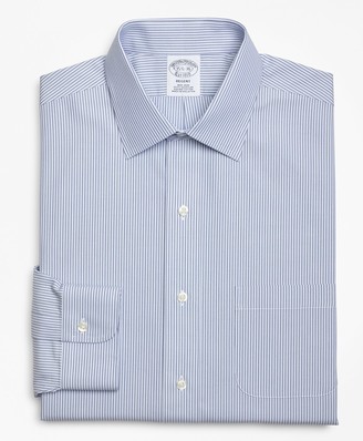 Brooks Brothers Regent Fitted Dress Shirt, Non-Iron Tonal Framed Stripe
