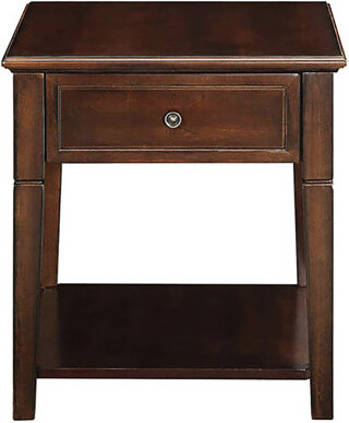 Alcott Hill Classic Walnut End Table With Enhancements For Storage - Drawer And Bottom Shelf Traditional Style Space