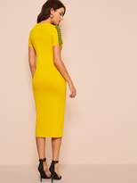 Thumbnail for your product : Shein Checked Print Sleeve Bodycon Dress