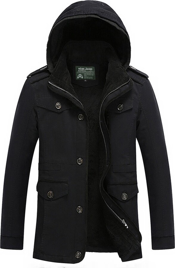 RUIYUNS Men's Winter Casual Military Parka Jacket with Removable Hood