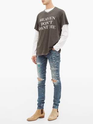 Amiri Heaven And Hell Cotton-jersey T-shirt - Mens - Black