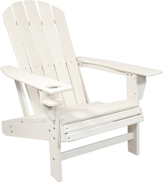 Sunnydaze Decor Sunnydaze Outdoor Lake Style Adirondack Chair with Cup Holder - Black