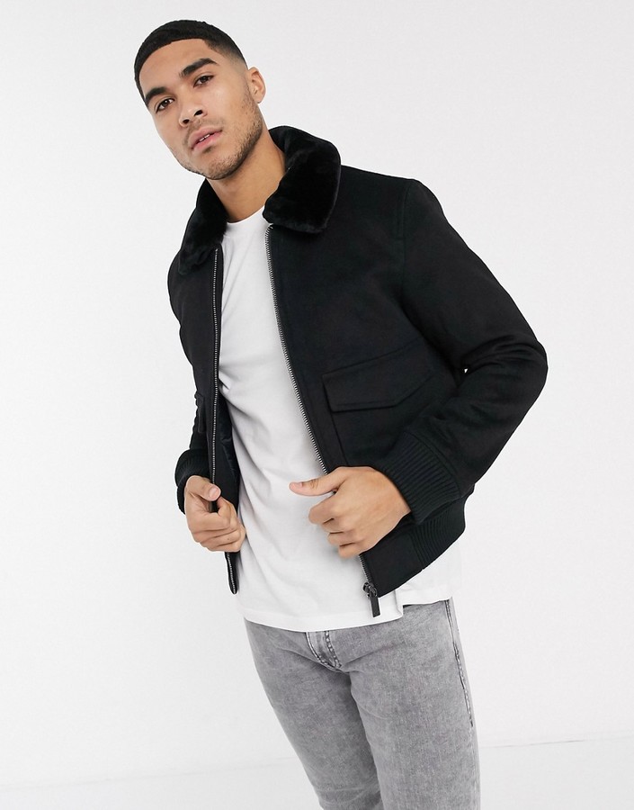 calvin klein men's wool bomber jacket