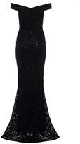 Thumbnail for your product : Quiz Black Sequin Lace Bardot Fishtail Maxi Dress