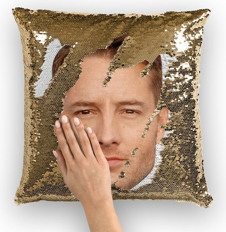 Justin Hartley Sequin Pillow | Celebrity Cushions Cool Case Funny Gift Idea For La Blues Movie Fans