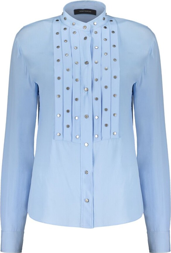 Cédric Charlier Pleated Stud-Detail Shirt