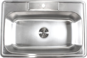 eModern Decor 33" L x 22" W Drop-In Kitchen Sink with Basket Strainer