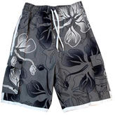 Thumbnail for your product : Hawaii Hangover Men Microfiber Board Shorts Swimwear in Gray Hibiscus