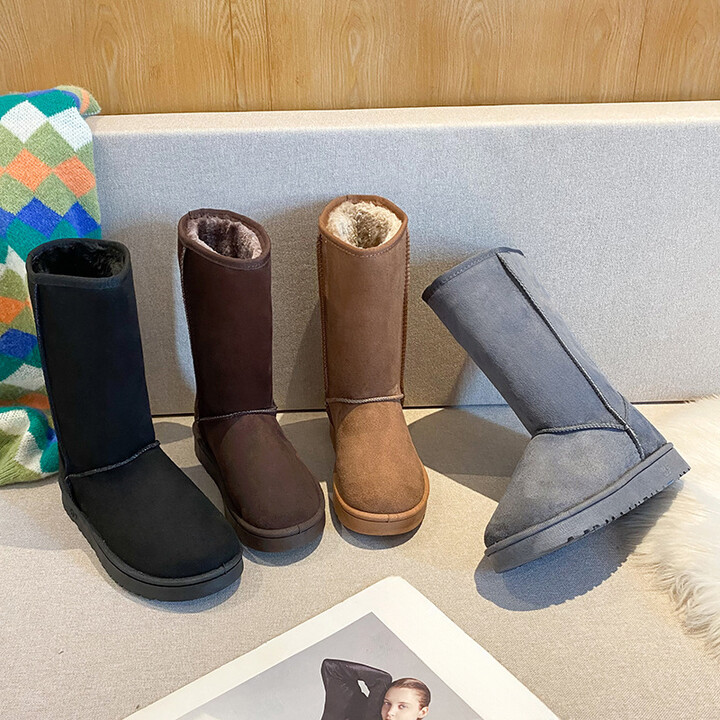 BCEBYL & apos;s New Casual and Comfortable Winter Round-toe Thick-soled Solid Color Velvet Warm and Fashionable Mid-calf Snow Boots