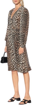 Ganni Leopard-printed silk-blend dress