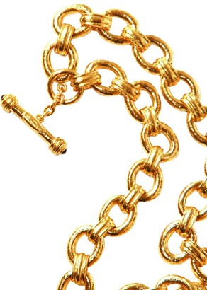 Elizabeth Locke Gold Borghese Hammered 19K Yellow Gold Large Oval-Link Chain Toggle Necklace