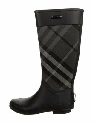 Burberry Clemence Beat Check Pattern Rain Boots Black - ShopStyle