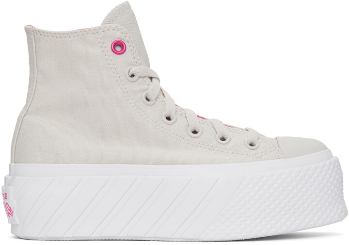 Converse Beige Chuck Taylor All Star Lift Ripple High Sneakers - ShopStyle