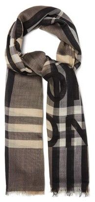 Burberry Horseferry Logo-print Checked Wool-blend Scarf - Brown Multi
