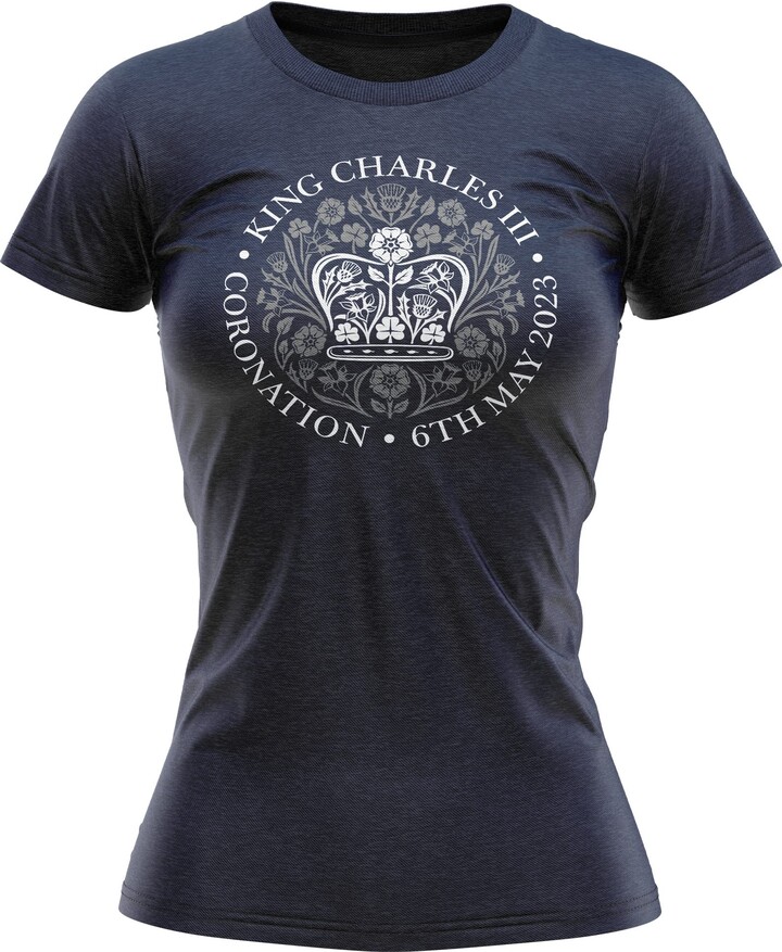 Purple Print House Kings Coronation 2023 Womens T Shirt Street Party King Charles Tee Royal