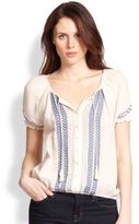 Thumbnail for your product : Joie Dolina Embroidered Cotton Gauze Blouse