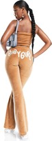 Thumbnail for your product : AsYou velvet flare pants in brown (part of a set)