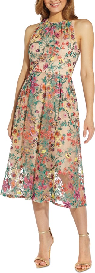 Adrianna Papell Floral Embroidered Fit & Flare Party Dress - ShopStyle