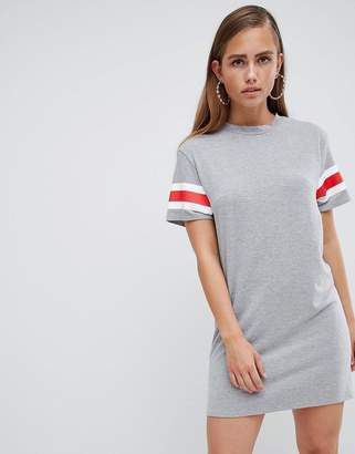 PrettyLittleThing Stripe Sleeve T-Shirt Dress