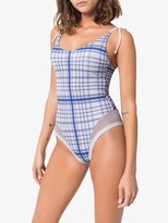 Thumbnail for your product : Ambra Maddalena Blake check print swimsuit