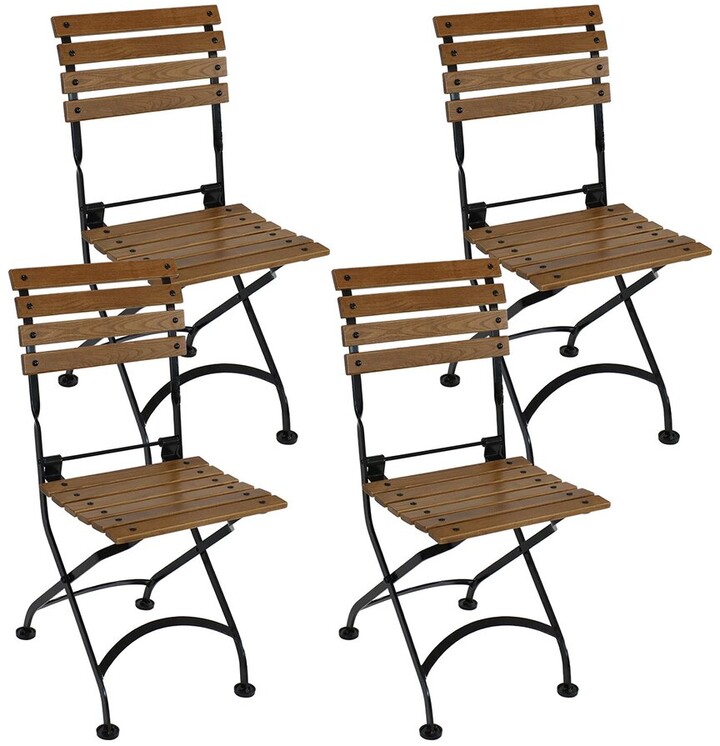 Sunnydaze Basic European Chestnut Wooden Folding Bistro Armchair