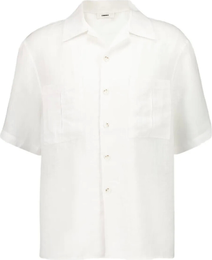 COMMAS V-neck patch-pocket shirt