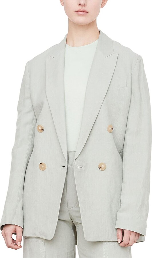 Vince Double-Breasted Linen-Blend Boyfriend Blazer