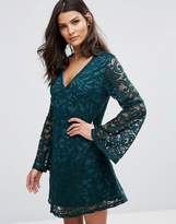 Thumbnail for your product : AX Paris Lace Dress With Fluted Sleeves
