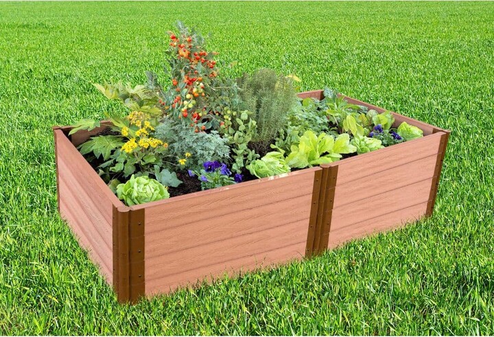 Frame It All 4 ft. x 8 ft. x 22 in. Classic Sienna Composite Raised Garden Bed - 2 in. Profile