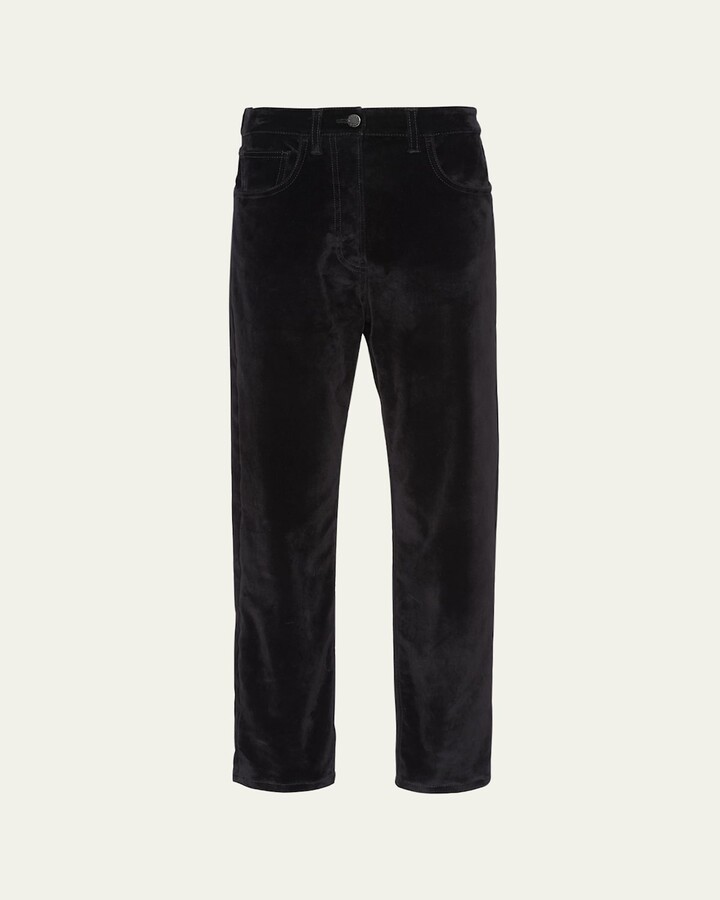 Prada Velvet Denim Straight-Leg Pants
