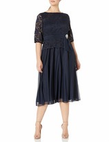 Thumbnail for your product : Le Bos Women's Plus Size Lace Dress with Brooch Waist Detail