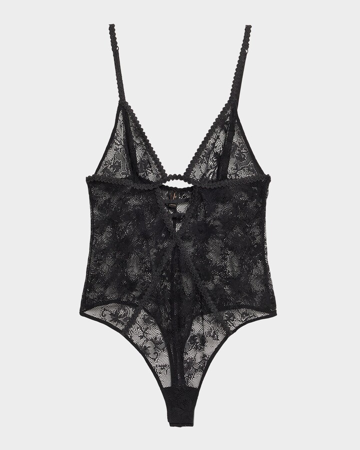 Jardin d'Oeillet Floral Lace Thong Bodysuit