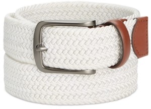 Perry Ellis Men's Webbed Leather-Trim Belt