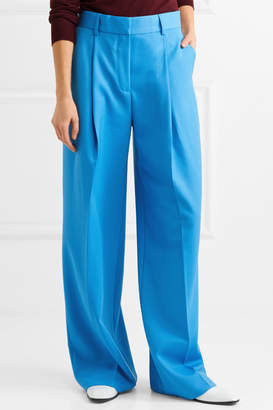 Victoria Beckham Victoria, Cotton-twill Wide-leg Pants - Blue