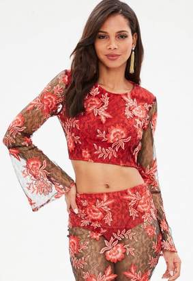 Missguided Floral Embroide Lace Crop Top