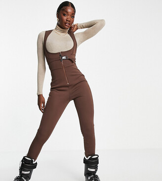 ASOS 4505 Tall belted ski suit with slim kick leg and faux fur