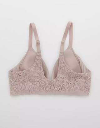 Aerie Real Sunnie Wireless Lightly Lined Blossom Lace Bra In Palm