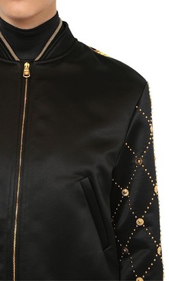 Versace Printed Faux Leather & Satin Bomber