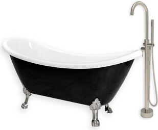 CastelloUSA Daphne 59" X 30" Black Freestanding Soaking Acrylic Bathtub with Faucet