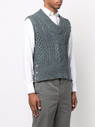 Thom Browne cable-stitch V-neck sleeveless vest